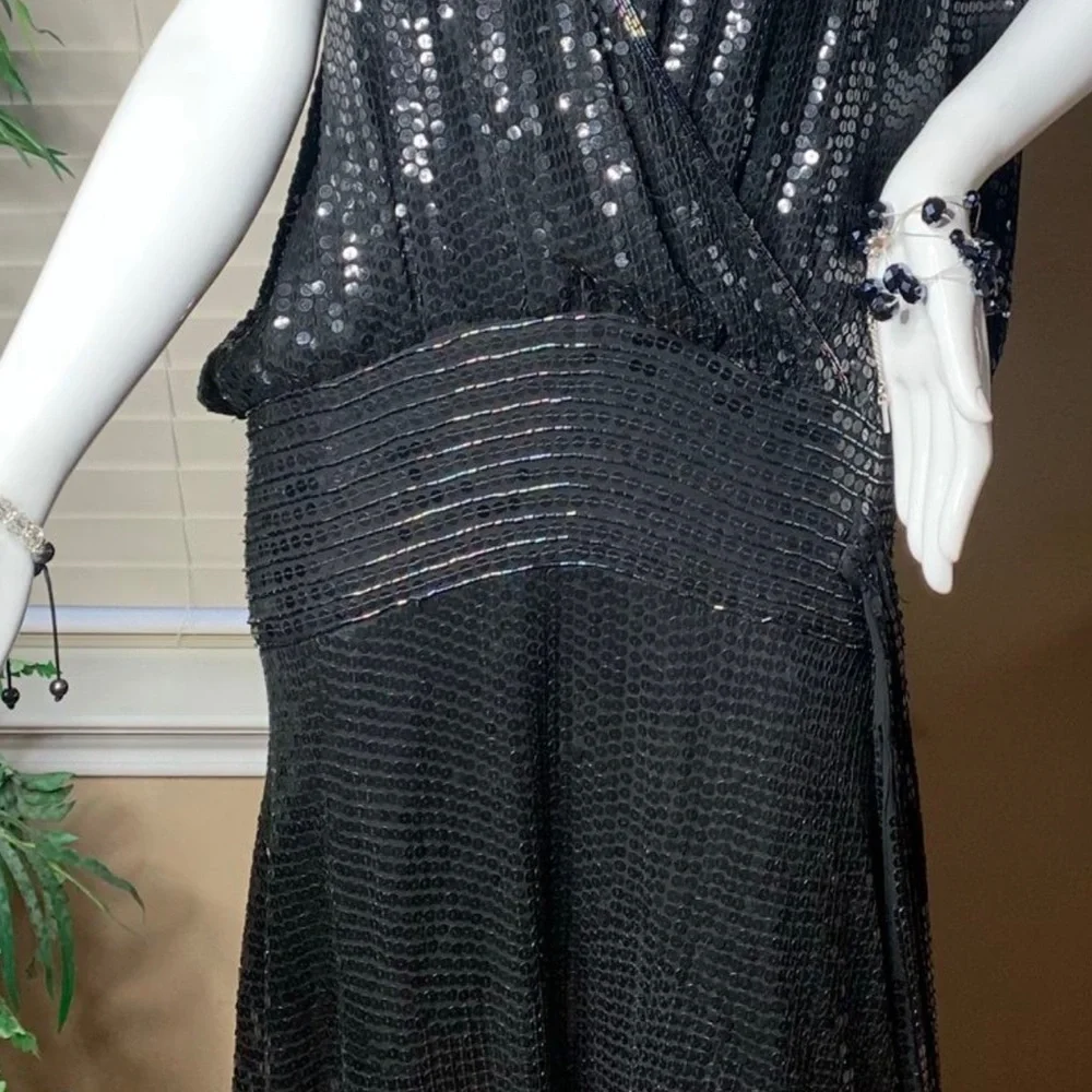 Black Sequence Dress 1920’s Style Size 8 - Picture 10 of 16